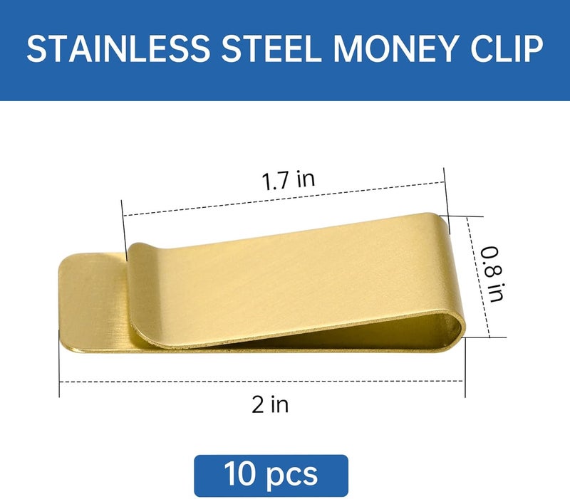 Philbinden 10Pcs Stainless Steel Money Clip Silver Slim Cash Clip for Men, Metal Money Clips Minimalist Pocket Cash Wallet - Image 2